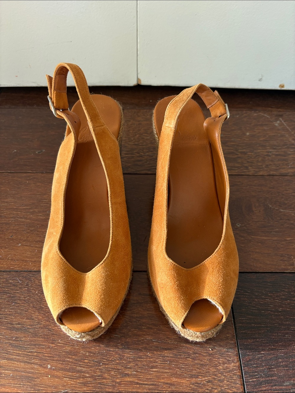 Castanet Women's Suede Slingback Espadrille Wedge - Tan 37/7 - Picture 2 of 6